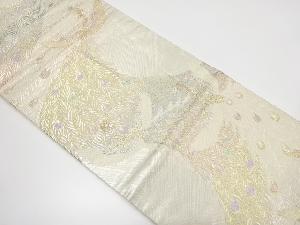 孔雀模様織り出し袋帯